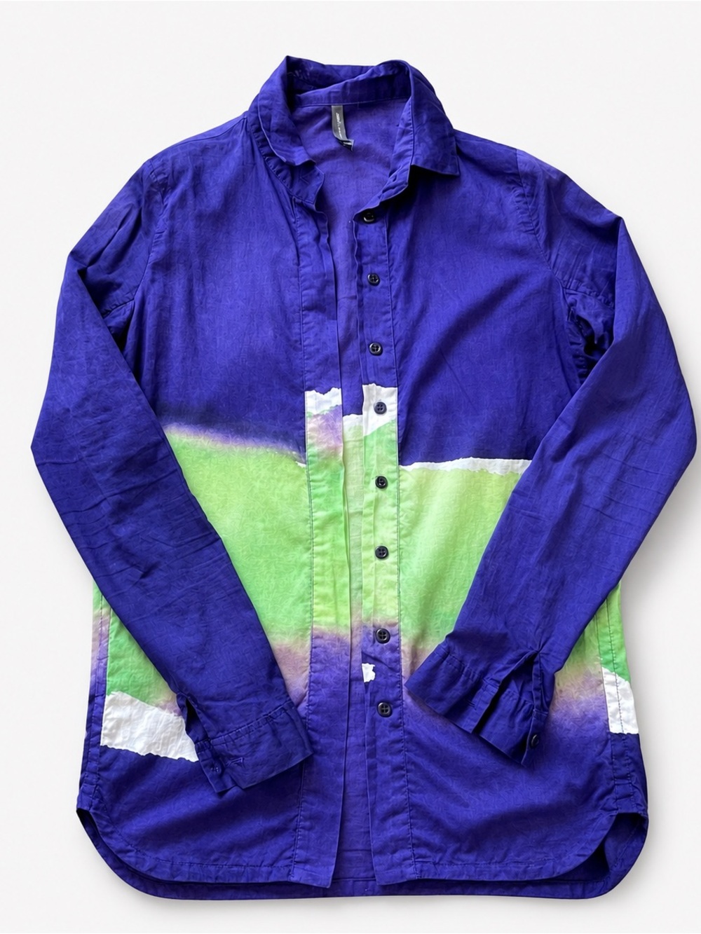 JNBY Purple and Lime Colorblock Button-Front Women’s Shirt Size S - Picture 2 of 6